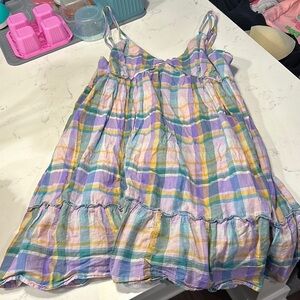 Women’s Purple, Yellow, and Green Plaid Sundress